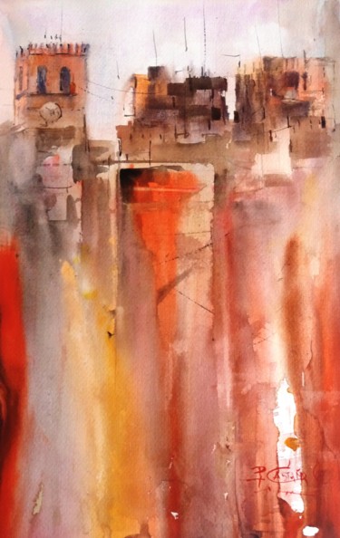 Painting titled "Badajoz" by Pedro Castaño Gallardo, Original Artwork, Watercolor