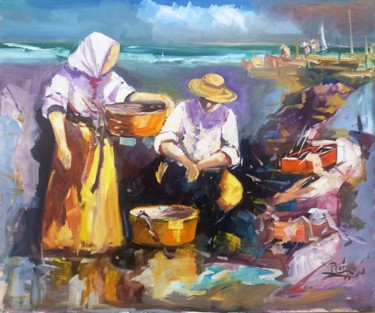 Pittura intitolato "pescadores 2" da Pedro Castaño Gallardo, Opera d'arte originale, Olio Montato su Telaio per barella in l…