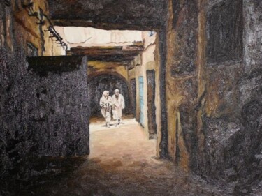 Peinture intitulée "ruelle au Maroc" par Brahim Idmouhmad, Œuvre d'art originale