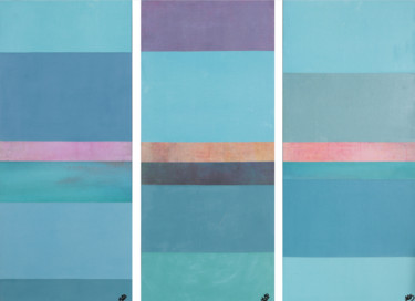 Collages intitulée "Orages ( triptyque )" par Anne Line Beall, Œuvre d'art originale