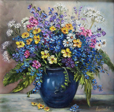 Peinture intitulée "Cheerful bouquet" par Tatyana Korotkova, Œuvre d'art originale, Huile