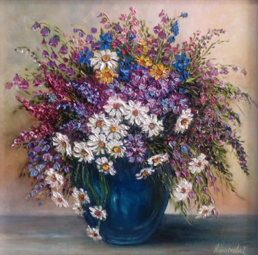 Schilderij getiteld "Bunch of flowers" door Tatyana Korotkova, Origineel Kunstwerk, Olie