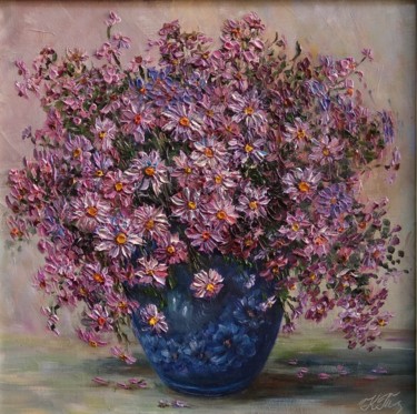 Painting titled "Alpine bouquet" by Tatyana Korotkova, Original Artwork, Oil