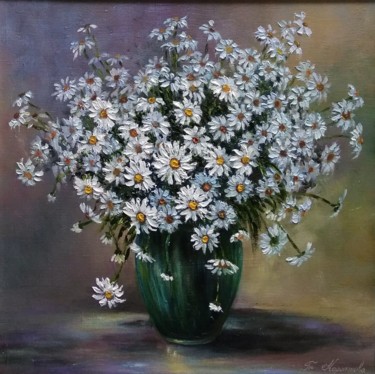 Painting titled "Daisies" by Tatyana Korotkova, Original Artwork, Oil