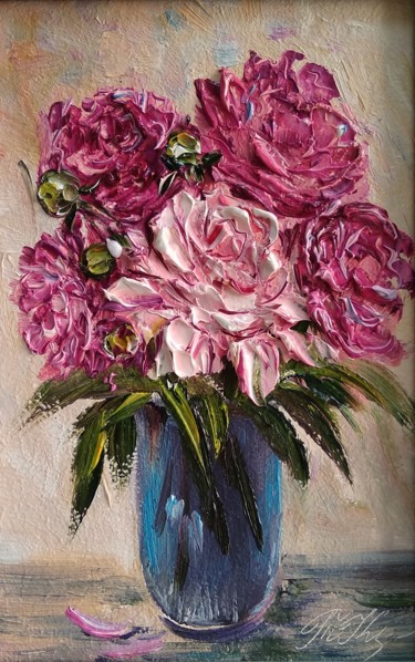 Painting titled "цветочная миниатюра…" by Tatyana Korotkova, Original Artwork, Oil