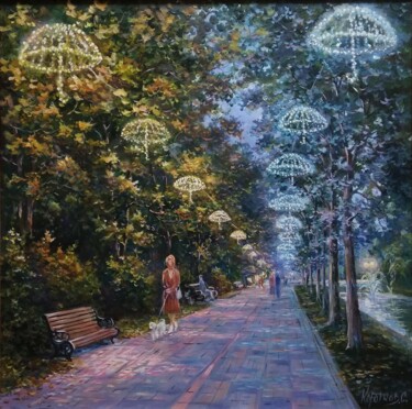 Pintura titulada "Parc du soir" por Tatyana Korotkova, Obra de arte original, Oleo