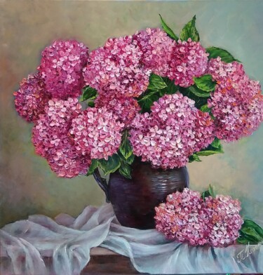 Painting titled "still life Bouquet…" by Tatyana Korotkova, Original Artwork, Oil Mounted on Wood Stretcher frame