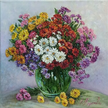 Картина под названием "Autumn bouquet. ori…" - Tatyana Korotkova, Подлинное произведение искусства, Масло Установлен на Дере…