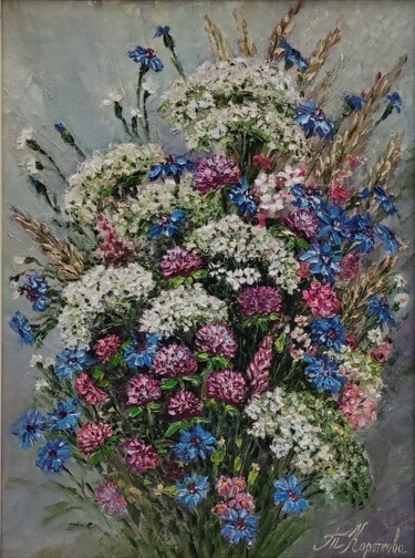 Painting titled "Scent of summer" by Tatyana Korotkova, Original Artwork, Oil Mounted on Wood Stretcher frame