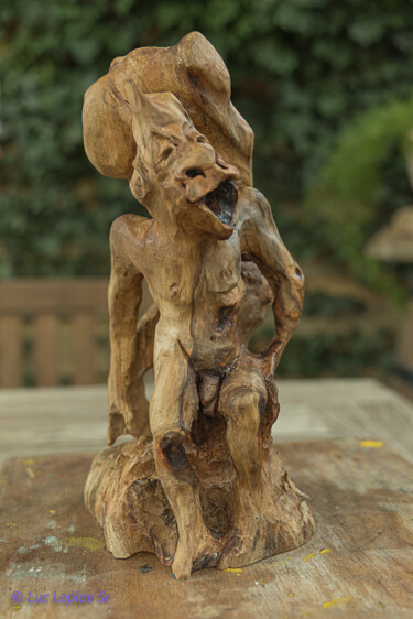 Skulptur mit dem Titel "Humanité" von Luc Leplae, Original-Kunstwerk, Holz