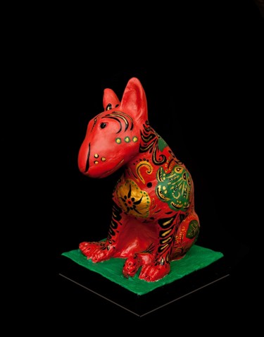 Sculpture titled "Bull Terrier " Khok…" by Alexandr And Serge Reznikov, Original Artwork, Plaster