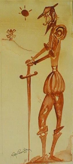 Painting titled "El Don Quixote" by Artroger, Original Artwork, Oil