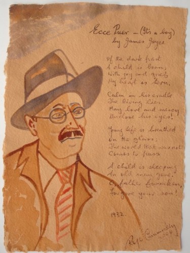 Painting titled "James Joyce" by Artroger, Original Artwork, Oil