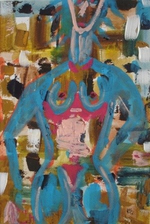 Painting titled "Blue Figure" by Artroger, Original Artwork