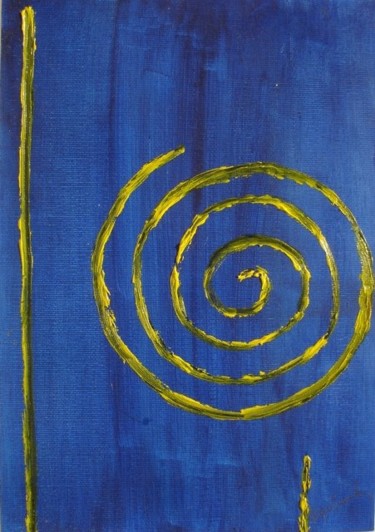 Painting titled "Curlicue yellow" by Artroger, Original Artwork