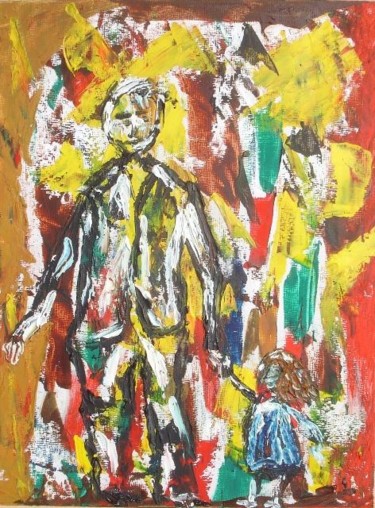 Painting titled "Father and Daughter" by Artroger, Original Artwork, Oil