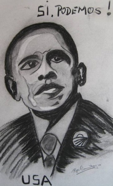 Painting titled "Obama" by Artroger, Original Artwork