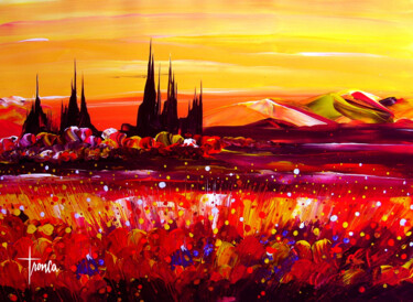 Schilderij getiteld "Luzerne en fleurs" door Tronca, Origineel Kunstwerk, Acryl