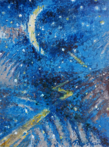 Картина под названием "Moon.Road" - Ruslan Pushkash, Подлинное произведение искусства, Акрил Установлен на Деревянная рама д…