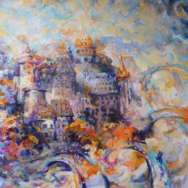 Pintura titulada "Autumn in the Old T…" por Ruslan Pushkash, Obra de arte original, Oleo Montado en Bastidor de camilla de m…
