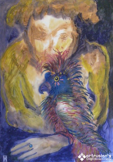 Ремесла под названием "man-with-parrot.jpg" - Art Ruslans, Подлинное произведение искусства