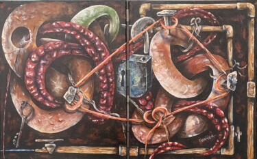 Malerei mit dem Titel "SERIE A N4 Parcours…" von Arts-By-Fred, Original-Kunstwerk, Acryl Auf Keilrahmen aus Holz montiert