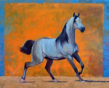 Painting titled "cheval" by Arts Ekhailou, Original Artwork, Oil