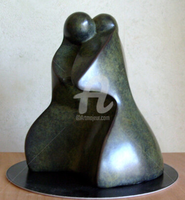 Sculpture intitulée "LES AMOUREUX II pat…" par Denis Queyerats, Œuvre d'art originale, Métaux