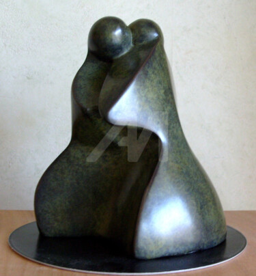 Sculpture intitulée "LES AMOUREUX II pat…" par Denis Queyerats, Œuvre d'art originale, Métaux