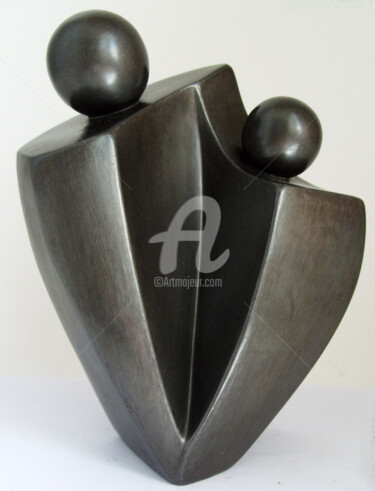 Sculpture intitulée "LES AMOUREUX V" par Denis Queyerats, Œuvre d'art originale, Terre cuite