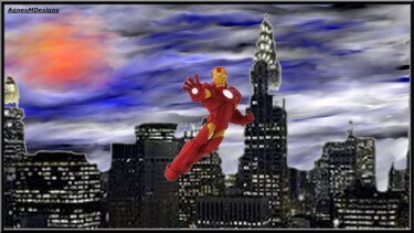 Painting titled "Iron Man super héro" by Etsmorletmaagnesmdesignscréationsoff, Original Artwork, Digital Collage