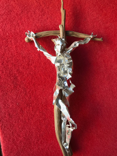Sculpture intitulée "Christ - argent fro…" par Christian Comte, Œuvre d'art originale