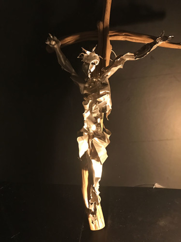 Sculpture titled "Christ - 17" by Christian Comte, Original Artwork, Metals