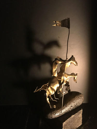 Sculpture titled "Jeanne d'Arc" by Christian Comte, Original Artwork, Metals