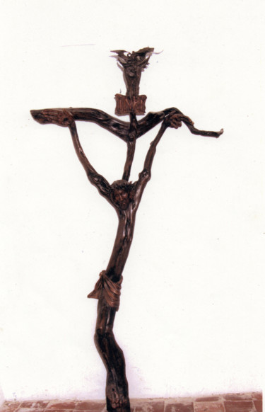 Sculpture titled "L'Arbre-Christ - Ch…" by Christian Comte, Original Artwork, Wood