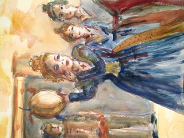 Peinture intitulée "Arlésienne au tambo…" par Saverio Comiotto, Œuvre d'art originale