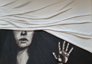 Painting titled "A veil of illusion" by Artseeker Artists, Original Artwork, Plaster Mounted on Wood Panel