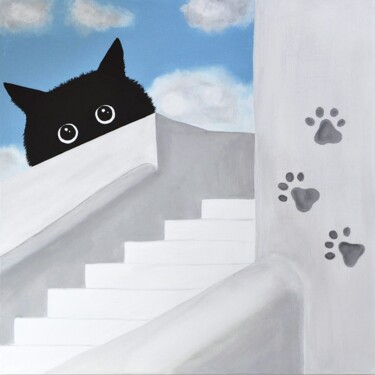 Painting titled "CRAZY CAT | funny a…" by Artseeker Artists, Original Artwork, Acrylic