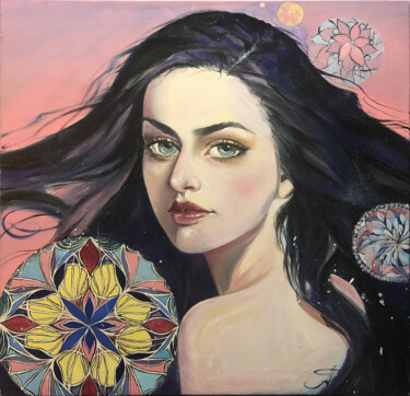 Pintura intitulada "Girl from the dreams" por Artseeker Artists, Obras de arte originais, Óleo Montado em Armação em madeira