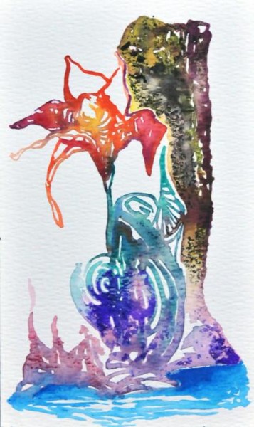 Painting titled "Fiore  acquarello" by Silvia Conflitto, Original Artwork, Watercolor