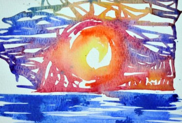 Painting titled "Tramonto acquarello" by Silvia Conflitto, Original Artwork, Watercolor