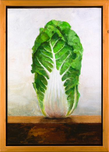 Painting titled "Plant#2" by Artsmileball, Original Artwork, Oil Mounted on Wood Stretcher frame