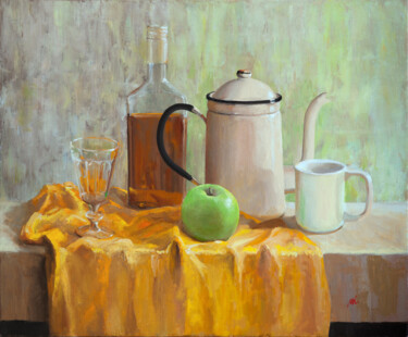 Pintura titulada "Green Apple" por Artsmileball, Obra de arte original, Oleo