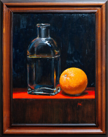 Painting titled "Orange" by Artsmileball, Original Artwork, Oil Mounted on Wood Stretcher frame