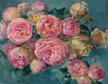 Картина под названием "Rose bush" - Vera Grebennikova, Подлинное произведение искусства, Масло