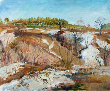 Картина под названием "Spring land" - Vera Grebennikova, Подлинное произведение искусства, Масло