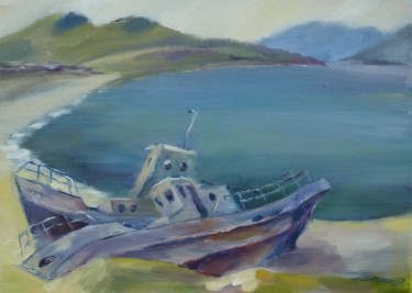 Картина под названием "Безлюдный берег Бай…" - Andrey Spirko, Подлинное произведение искусства, Масло