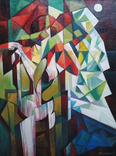 Pintura titulada "At the window (60x8…" por Artsrun Asatryan, Obra de arte original, Oleo Montado en Bastidor de camilla de…