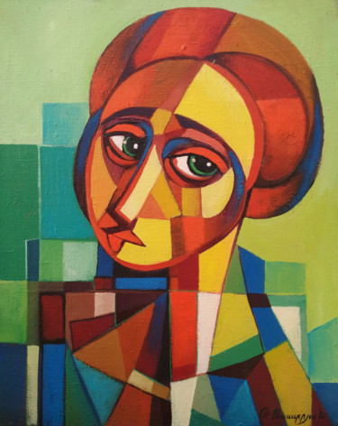 Painting titled "Look - 1 (40x50cm,…" by Artsrun Asatryan, Original Artwork, Oil Mounted on Wood Stretcher frame