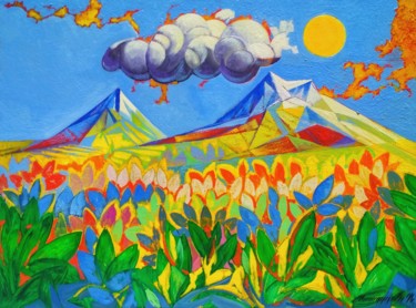 Painting titled "Ararat (60x80cm, oi…" by Artsrun Asatryan, Original Artwork, Oil Mounted on Wood Stretcher frame